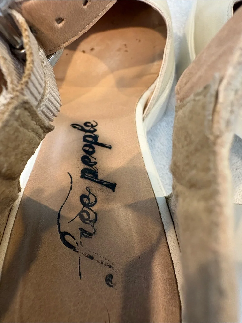Free People Gwen Leather Mary Jane Platform Heels Moonlight White Sz 7
